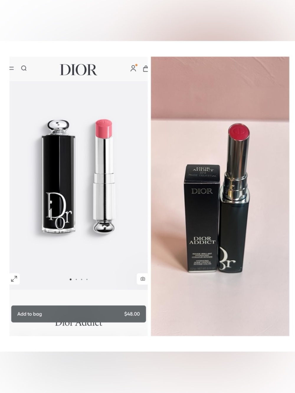 Dior Addict Hydrating Shine Lipstick - 373 Rose Celestial. NIB! MSRP$48 - Picture 2 of 9